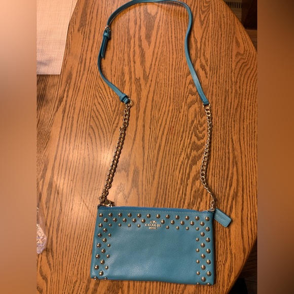 Coach Bags Coach Quinn Crossbody Teal Color With Gold Studs Poshmark